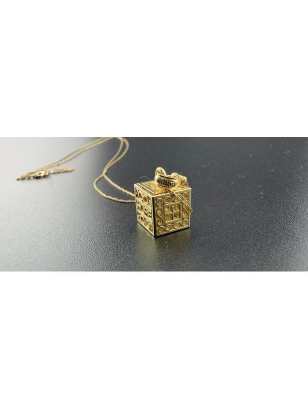14K Gold Hope/faith Infinity Cube Pendant Necklace 18”